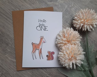 Karte zur Geburt "Hello little  One", Mädchen, Junge, Geburt, Glückwunsch, Karte, handmade, Geschenk