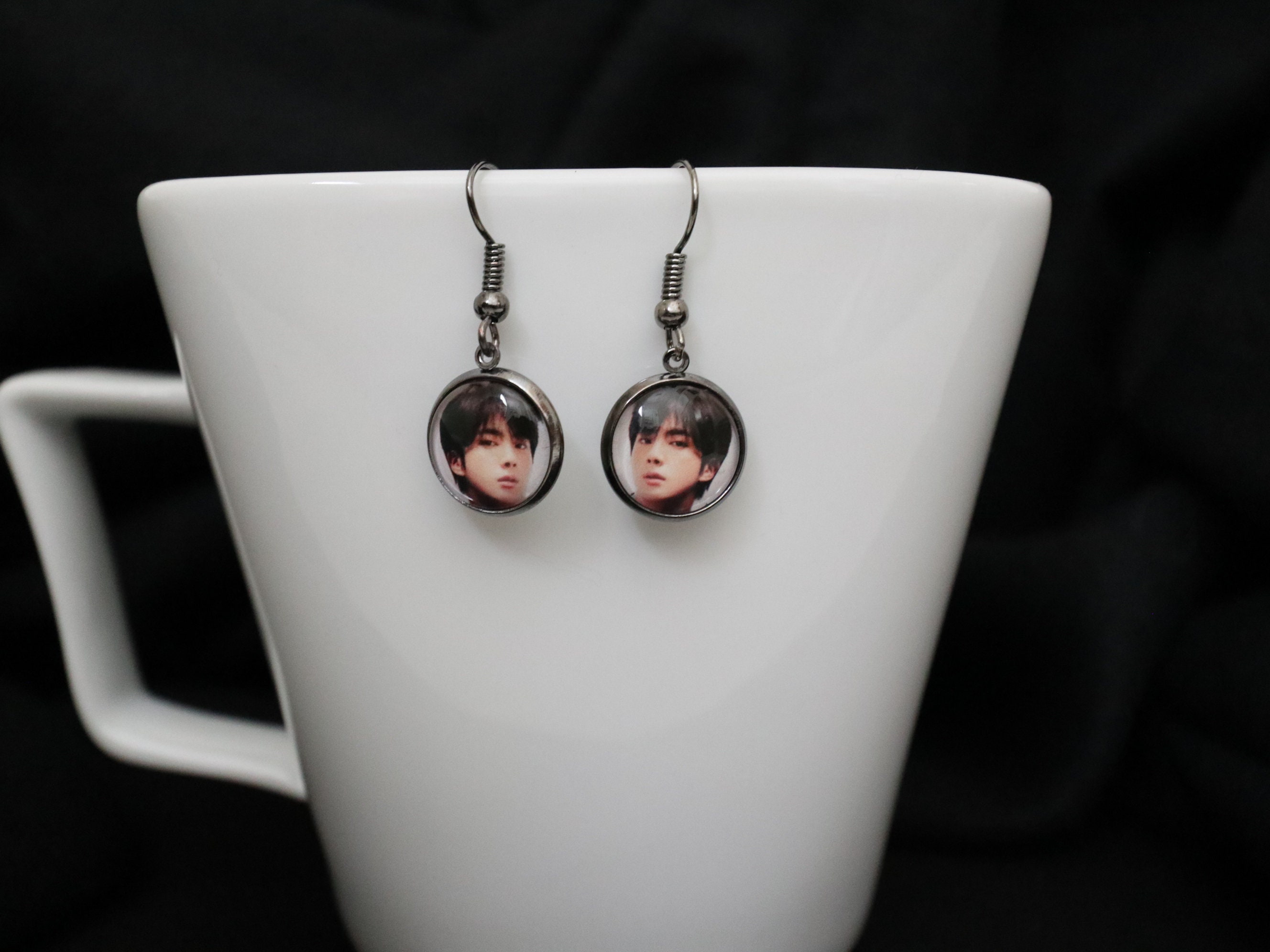 BTS KPOP Cabochon Dangle Earrings 12mm | Etsy