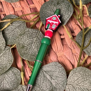 Christmas House Beaded Pen, Christmas Pen