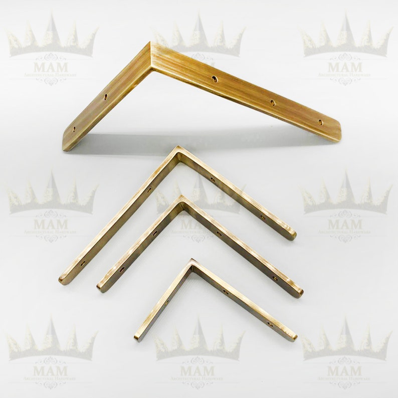 Solid Brass Shelf Brackets With 4 Holes Etsy UK