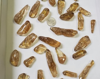 Natural Dark Citrine Tumbled Points (Grade A) Crystals for Money, Prosperity, Abundance, Manifestation.