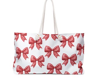Plaided Bow Weekender Bag