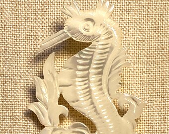 Mother of Pearl Seahorse Pin Brooch