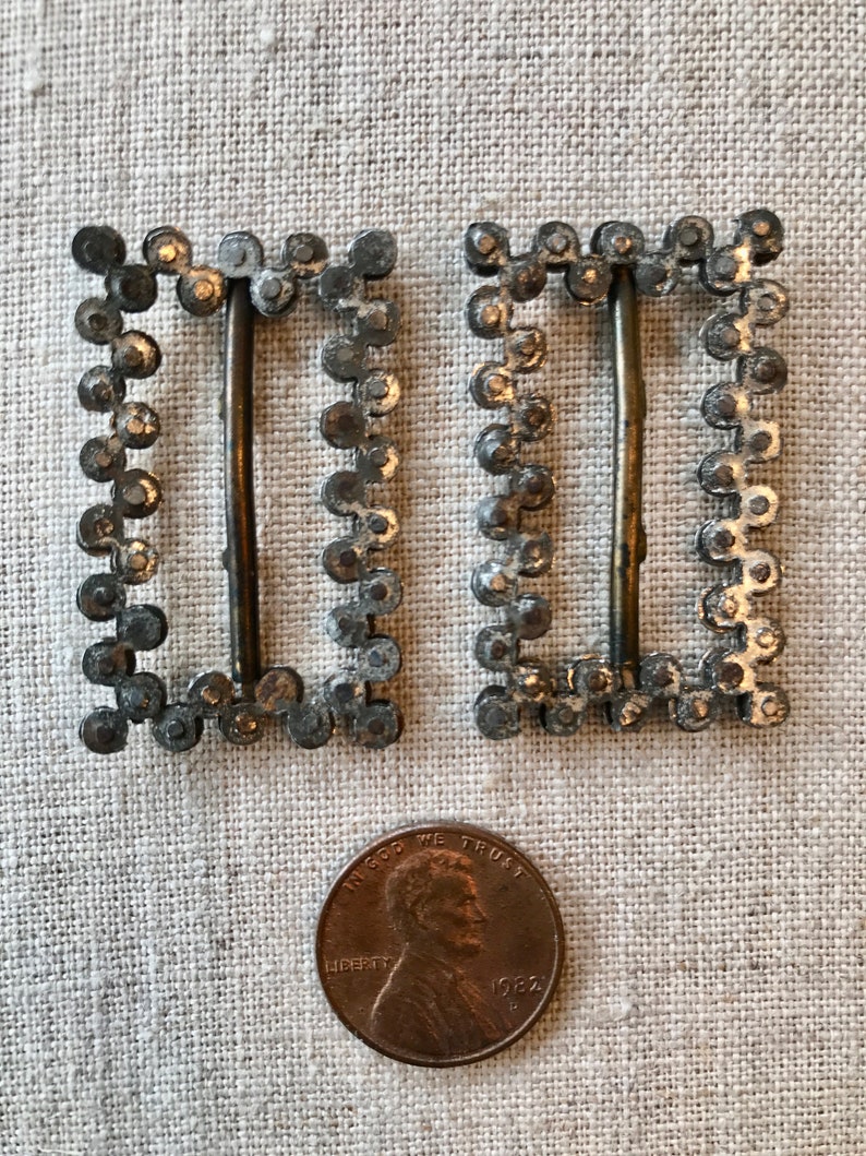 Antique Steel Riveted Small Buckle Pair