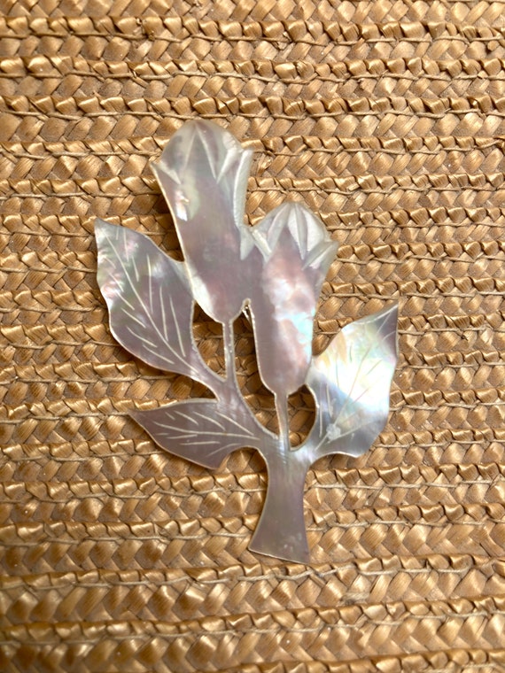 Mother of Pearl Tulip Vintage Brooch Pin