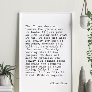 La flor - Poesía imprimible & citas - Cita inspiradora - Descarga digital - Impresión digital de poesía