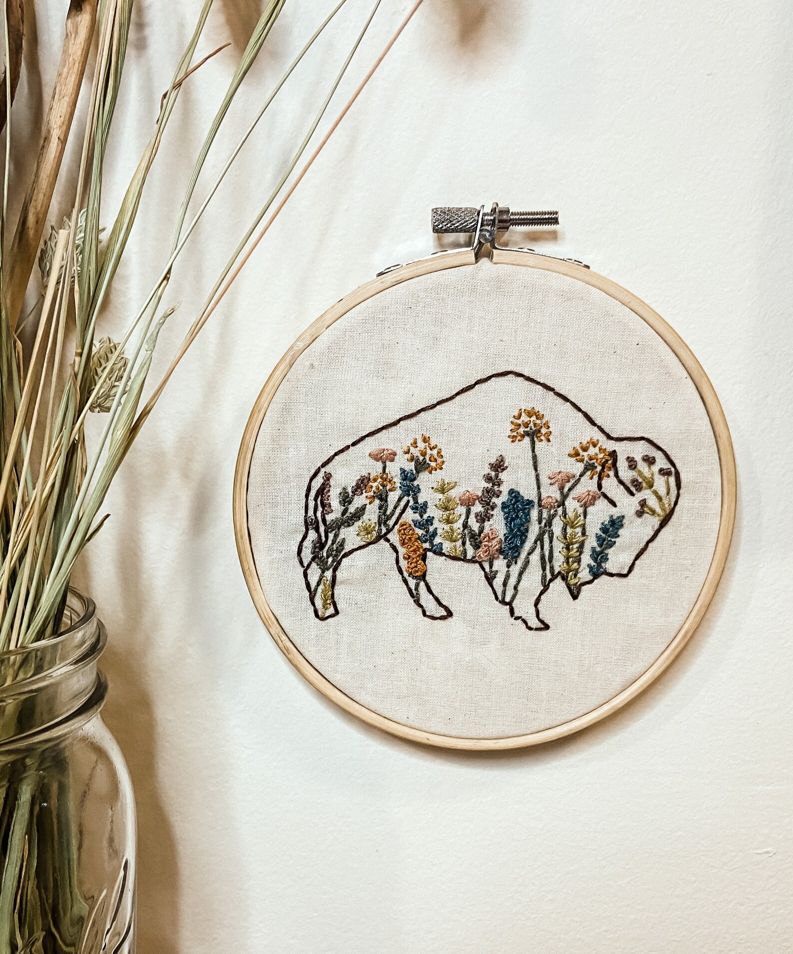 Wildflower Buffalo Embroidery 5.5 Etsy