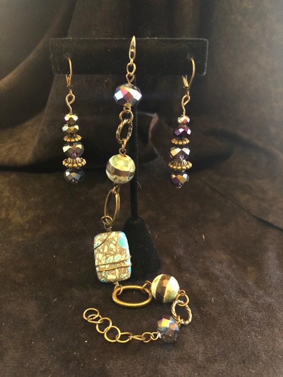 Bronze Metal Jewelry Set Etsy