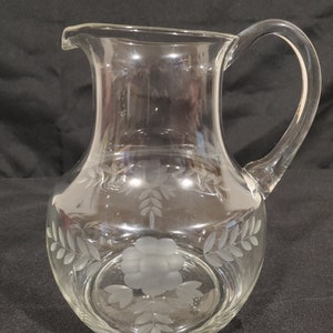 Etched Glass Pitcher