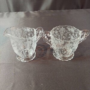 Cambridge Rose Point Footed Cream and Sugar Set