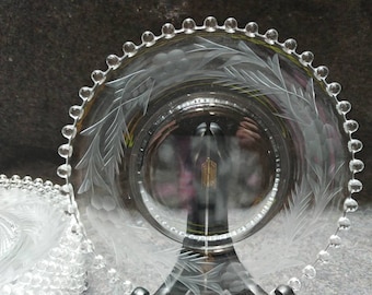 Salad Plate Candlewick Grape and Vine Etched by IMPERIAL GLASS-OHIO