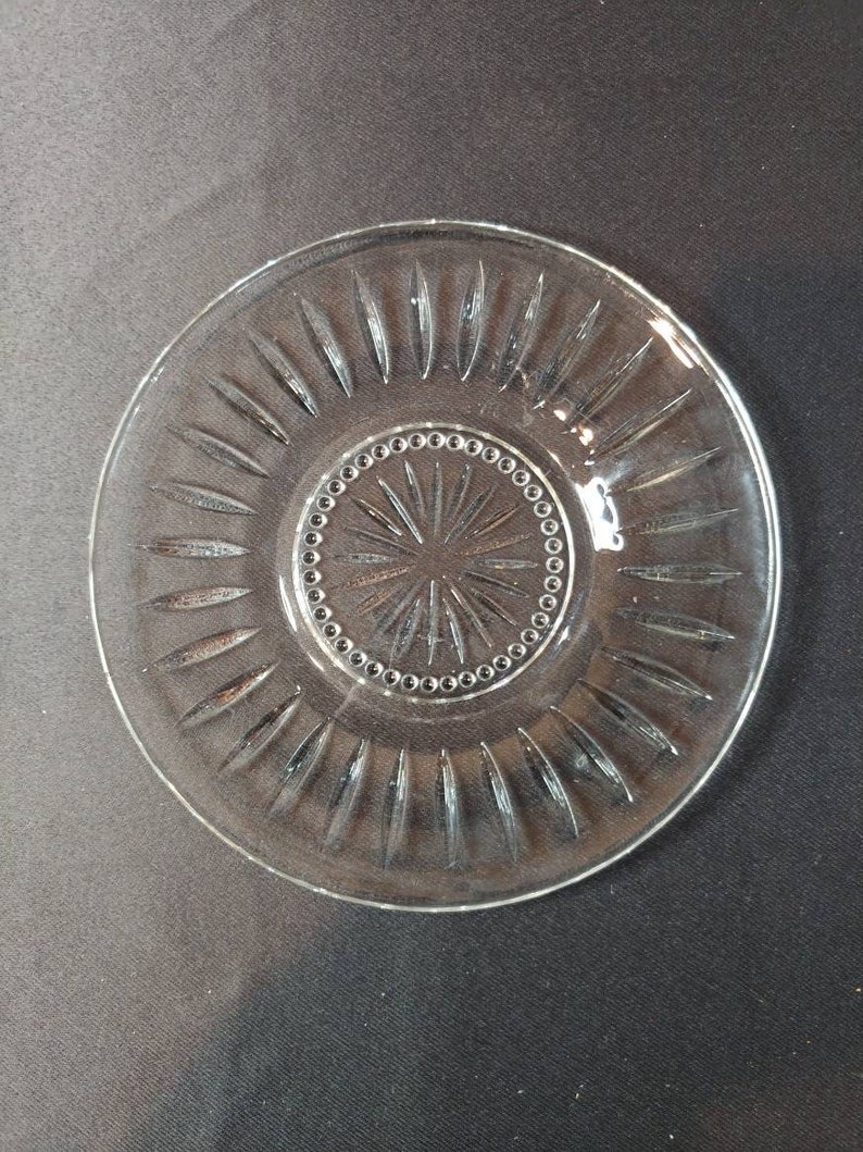 Vintage Uniquely Designed Clear Glass Bread and Butter Plate Etsy