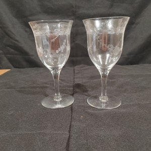 Fix-Vintage Etched Water Goblets Set of 2
