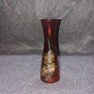 Vintage Red Floral Vase