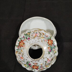Fix-Vintage Antique Hair Receiver Bowl with Floral Design
