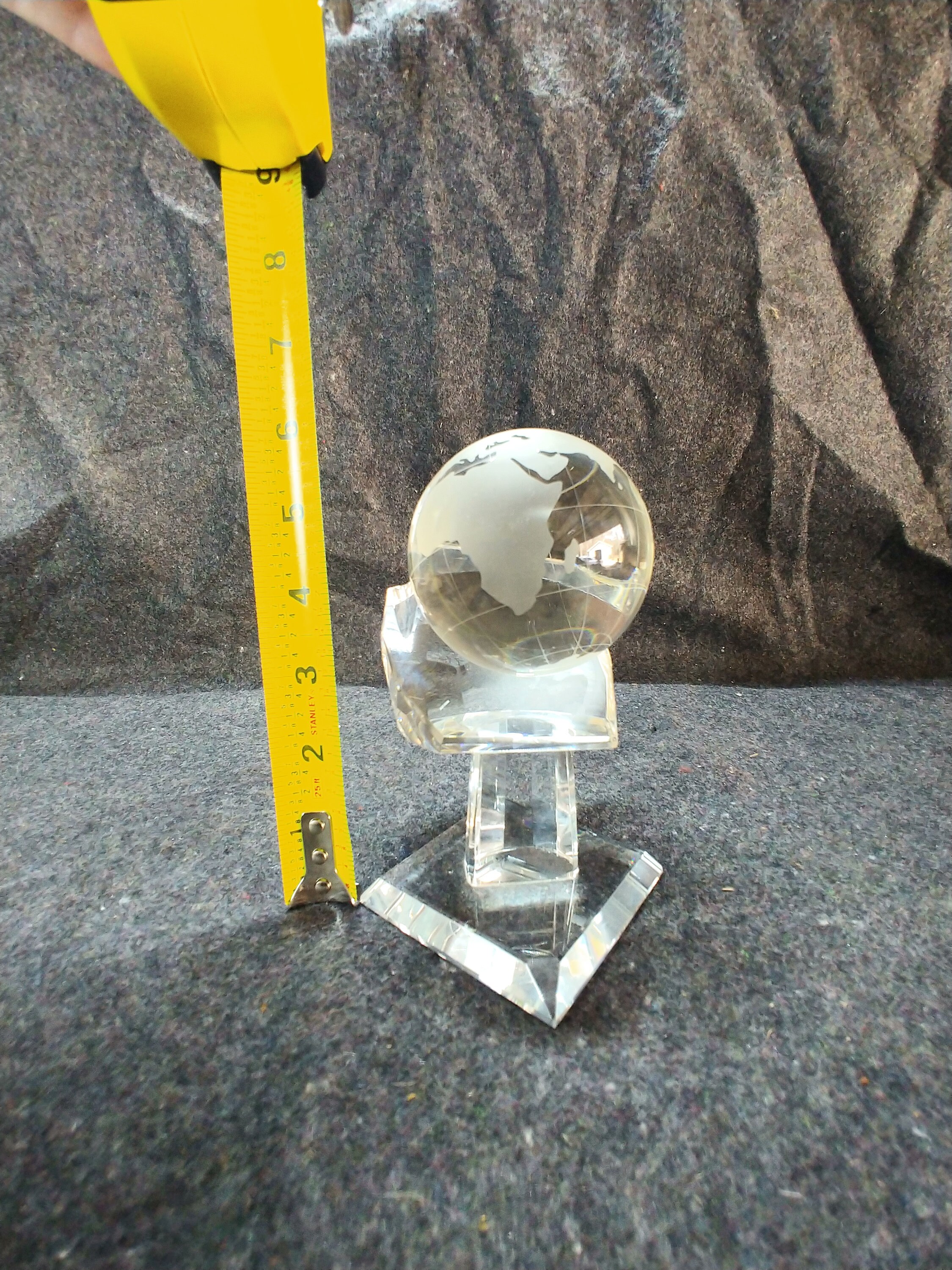 Vintage Glass Etched World Globe With Hand Pedestal Etsy