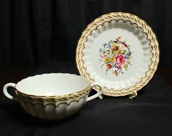 Footed Cream Soup Bowl & Saucer Set in Kempsey by ROYAL WORCESTER