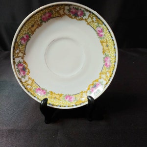 Vintage Victoria Czechoslovakia HF china saucer  with V 194 stamp on back