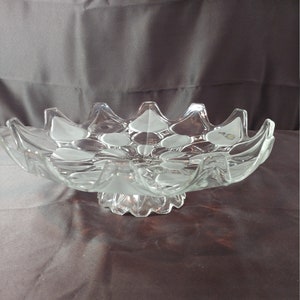Fix-Vintage Bohemian Czech Crystal 12.5” Round Footed Plate Frosted Stretched Design