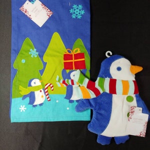 Fix-Vintage Christmas Penguin Pot holder and Kitchen towel