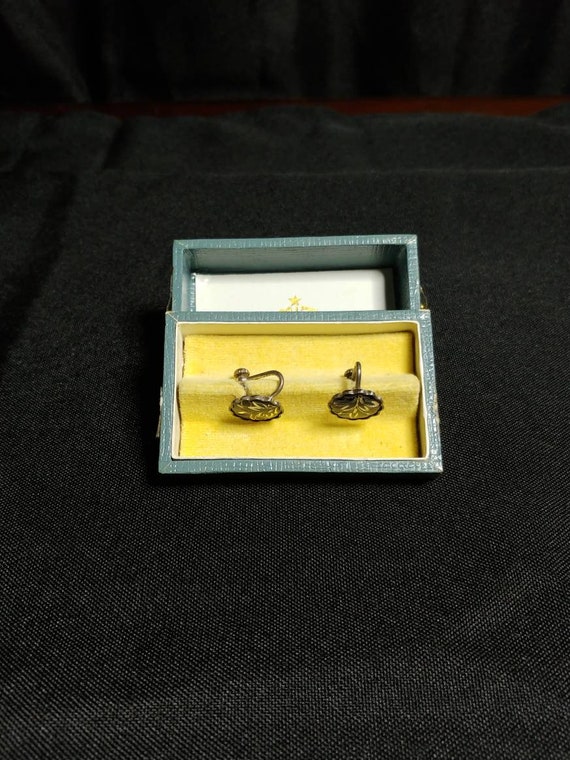 Amita Damascene Screw on Earrings in Original Box… - image 4