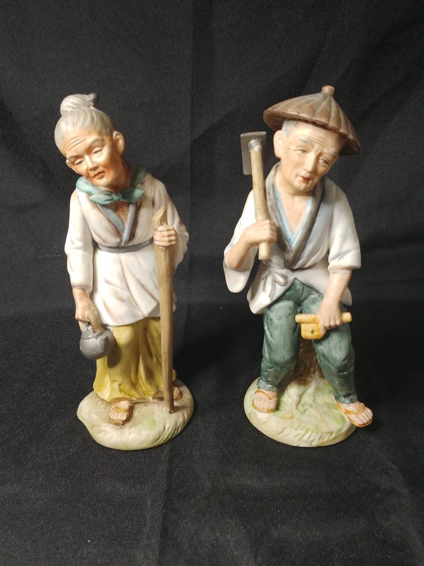Set of 2 Kelvin Exclusives-japan Figurine. Old Asian Man and
