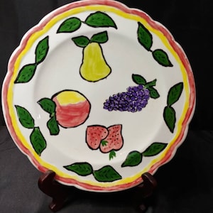 Vintage Large Hand Painted Fruit Platter