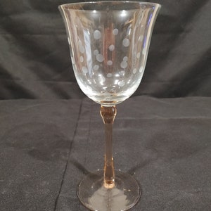 Fix-Vintage Etched Water Goblet with pink stem