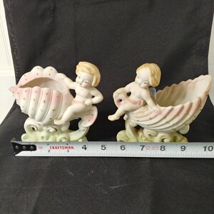Pair of Cherub hand painted figurines made in Occupied Japan