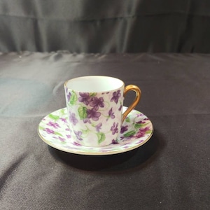 Fix-INARCO Demitasse Cup and Saucer Violets  Made in Japan 1960s