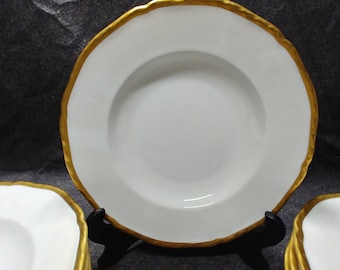 Fix-Rim Soup Bowl in white with heavy gold trim by HUTSCHENREUTHER