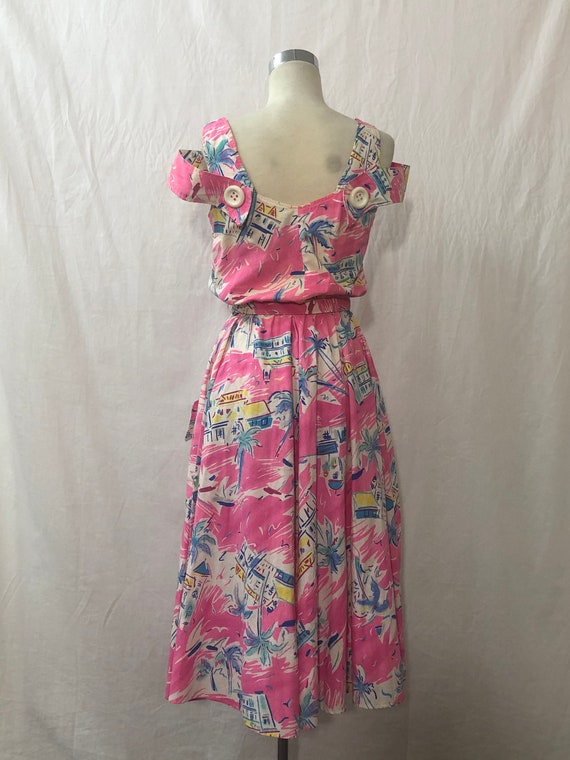 1970's Vintage Multi Color Print Summer Cotton Dr… - image 4