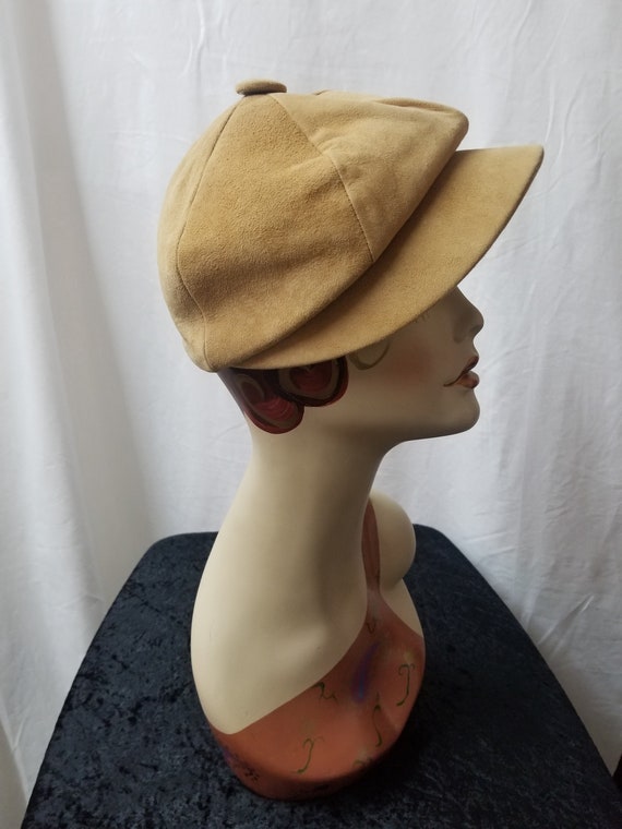 1970's Beige Suede Cap Hat Wonderful Condition