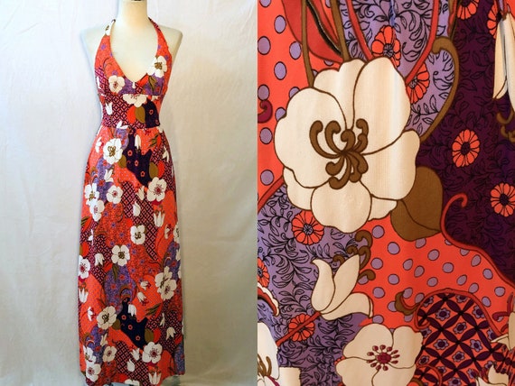 1960s Vintage Silky Jersey Fabulous Floral Summer… - image 1
