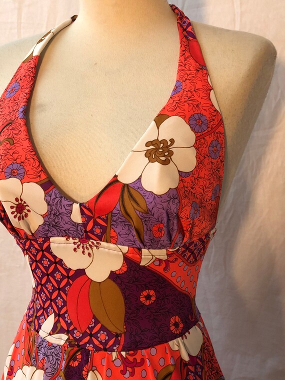 1960s Vintage Silky Jersey Fabulous Floral Summer… - image 5