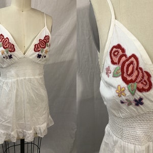 Wonderful Sizes S, M & L Vintage Dead Stock Reproduction Peasant Boho Tunic Style Embroidered Blouse In Soft Batiste Cotton