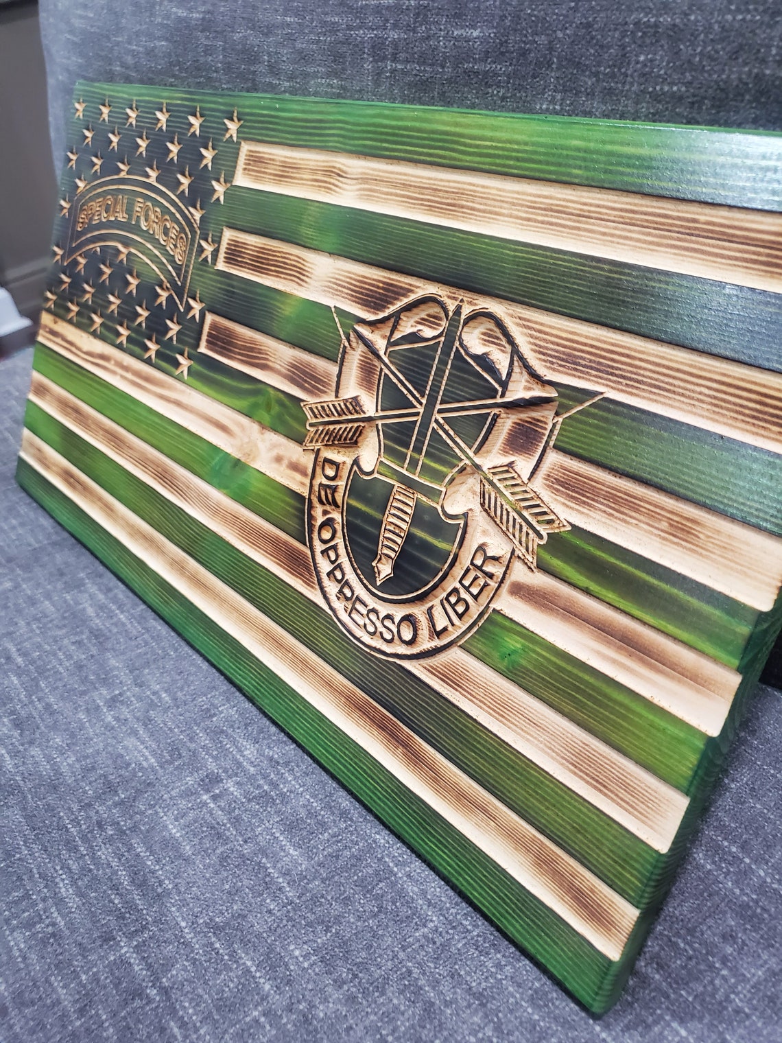 U.S. Army Special Forces Wood Flag DE OPPRESSO LIBER Medium Etsy
