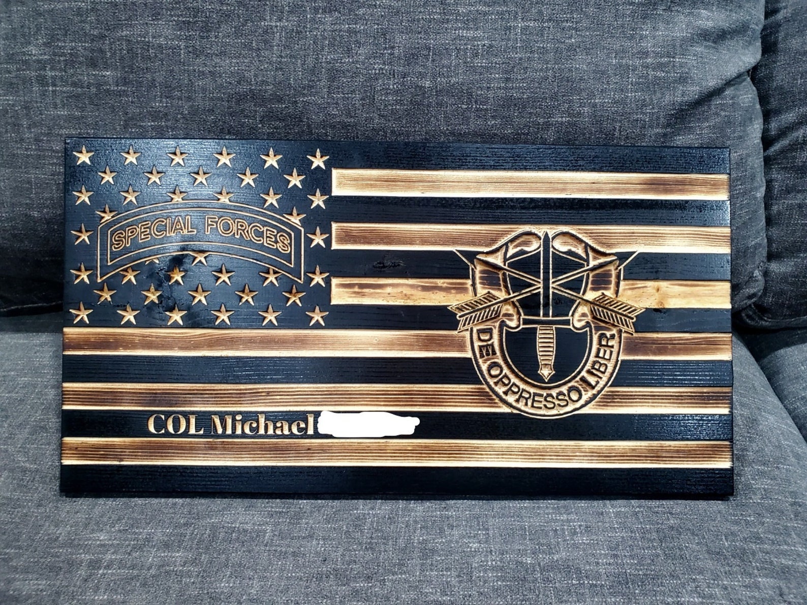 U.S. Army Special Forces Wood Flag DE OPPRESSO LIBER Medium Etsy