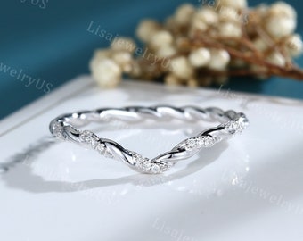 Diamond Wedding Band Curved Wedding Band White Gold Wedding Band