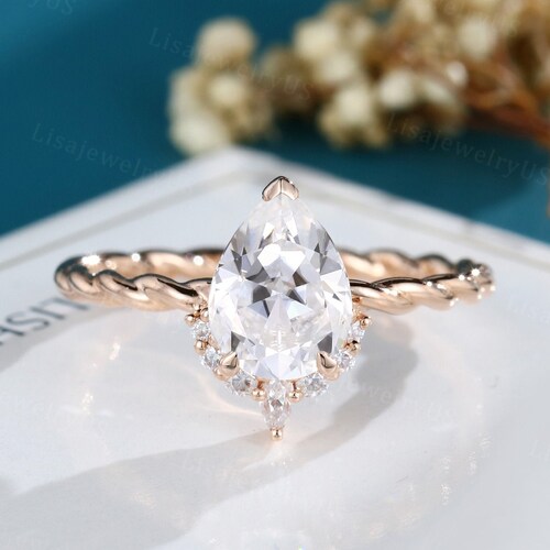Blue Sapphire Diamond Engagement Ring rose Gold Ring-sapphire - Etsy
