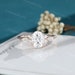 Oval Moissanite engagement ring rose gold vintage engagement ring Art deco Solid 14K Marquise cut diamond 3/4 eternity Twisted Bridal gift