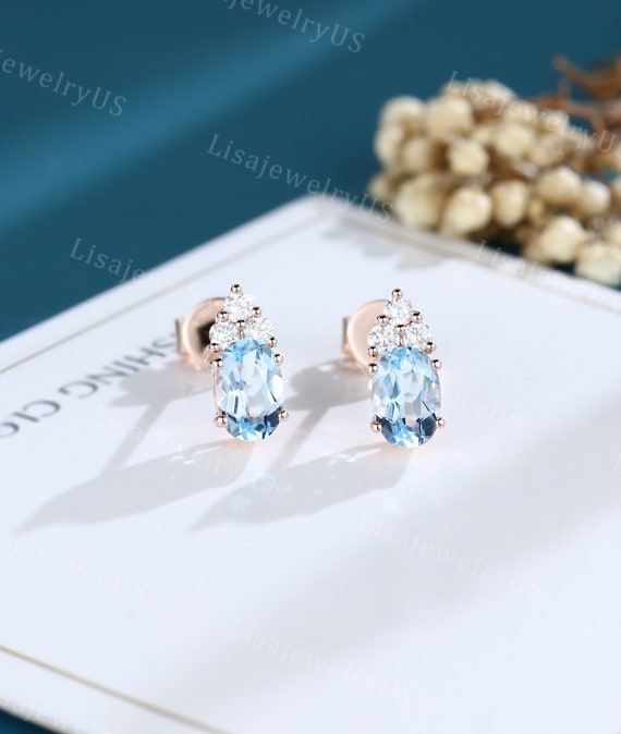 Etsy aquamarine earrings discount