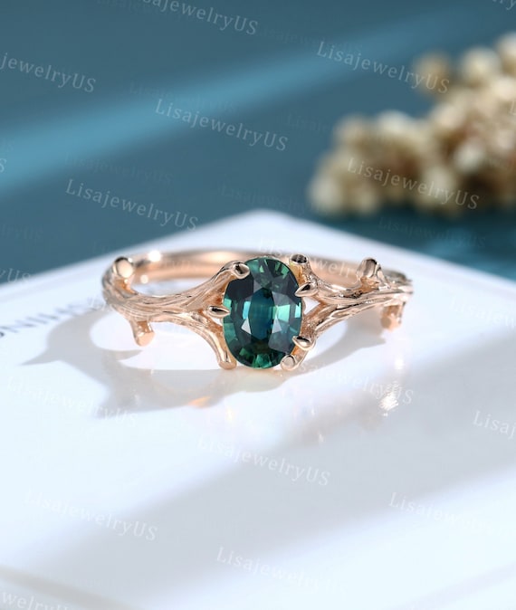 Green blue shop sapphire engagement ring