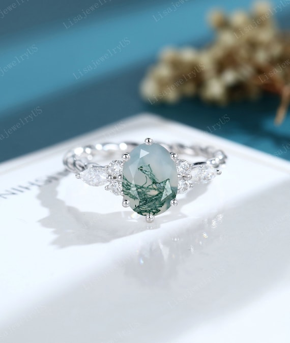 White gold agate ring discount