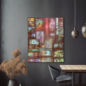 Futuristic Cyberpunk City Rainy Night Wall Art Giclee Poster Print - Ecumenopolis Series