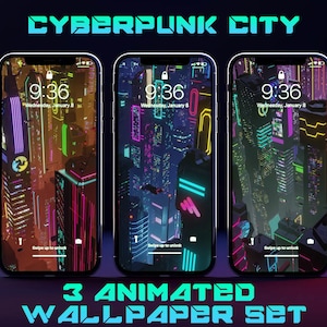 Animated Background - 3 Cyberpunk Future Cityscapes for iPhone / Android