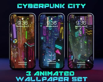Animated Background - 3 Cyberpunk Future Cityscapes for iPhone / Android