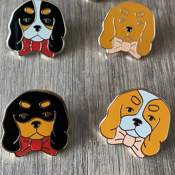 Cavalier King Charles Enamel Pins