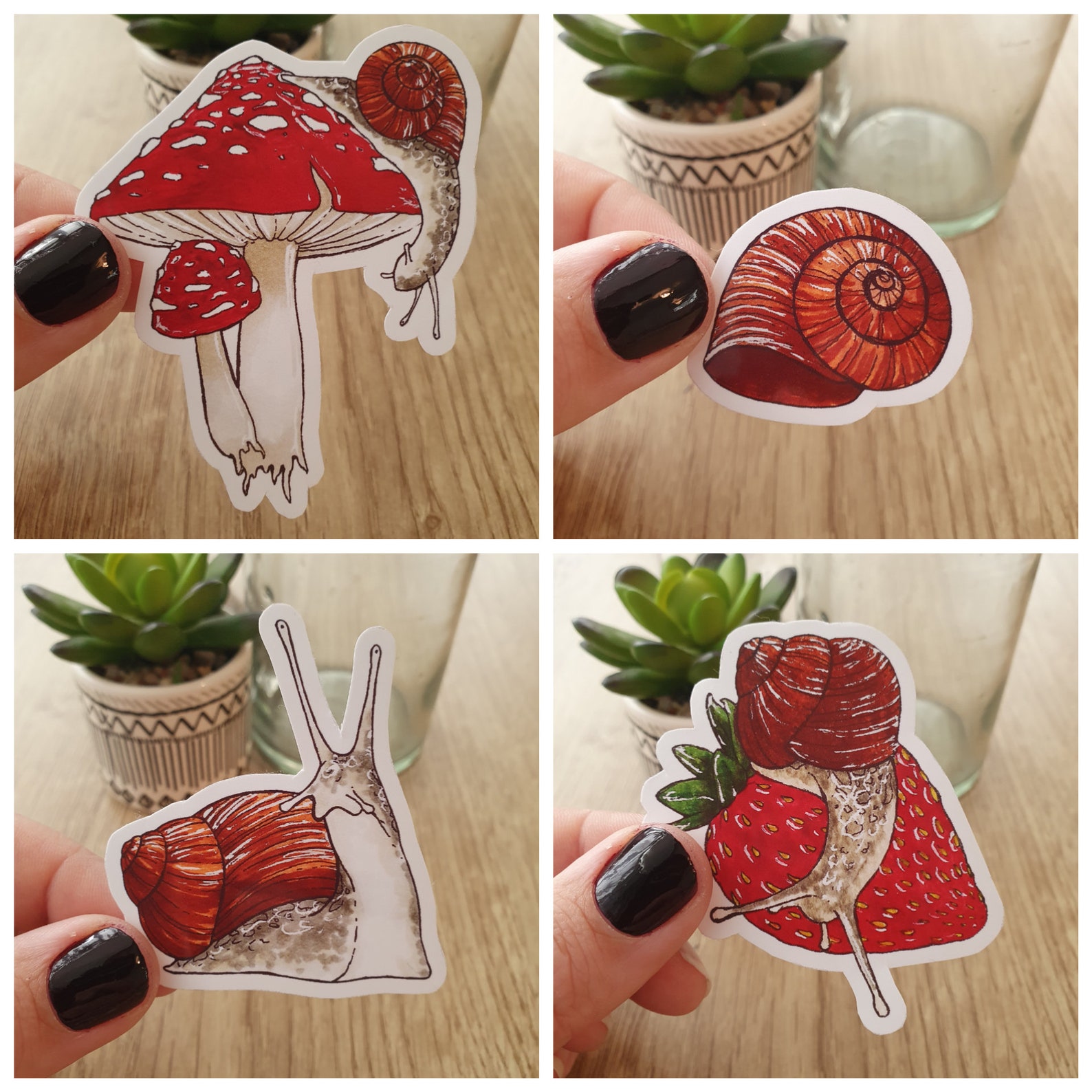 Cute Snail Vinyl Stickers Pack of 14 Handmade Snail Etsy