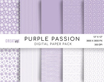 Purple Passion Digital Paper set - 10 x Digital papers, backgrounds, printable digital paper, commercial use digital paper.